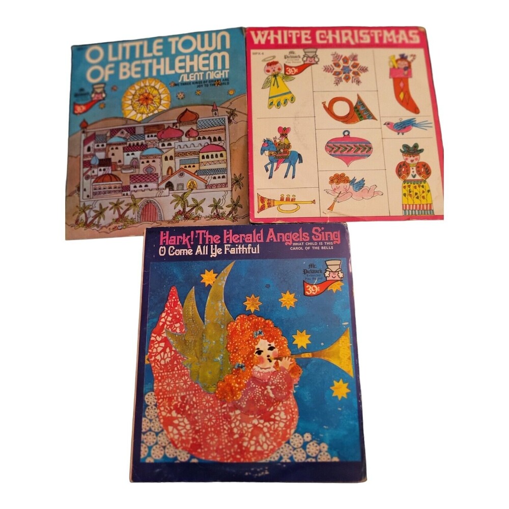 Christmas Music Lot 3 White Christmas Hark The Herald Town of Bethlehem 45 RPM